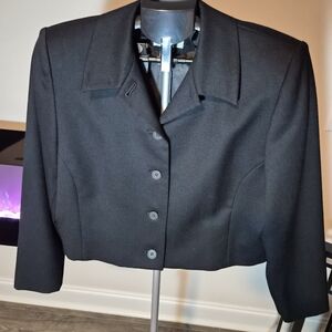 ​VINTAGE Pendleton Black Wool Cropped Jacket Blazer 16 Petite Made in USA